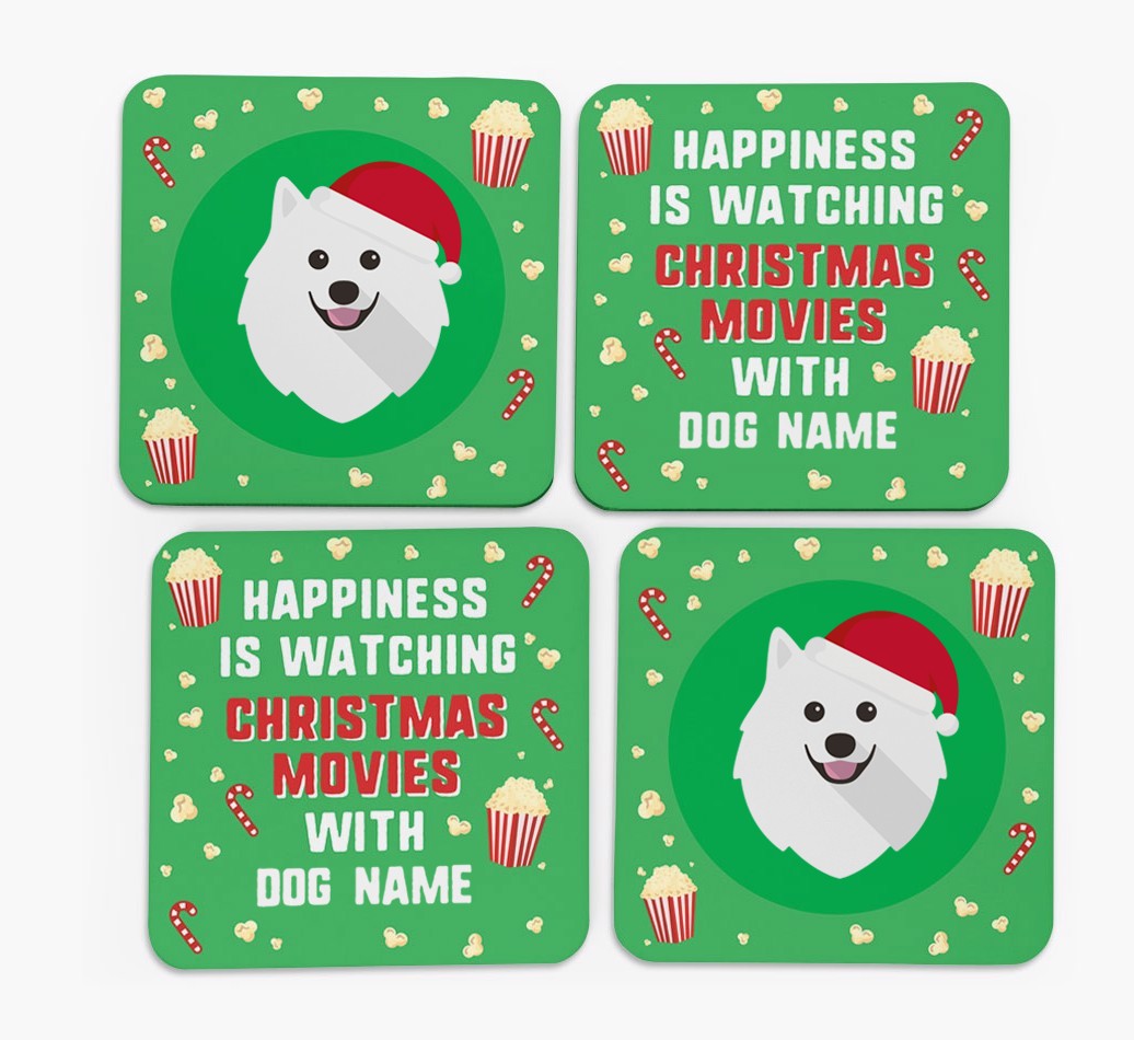 'Christmas Movies with {dogsName}' - Personalised {breedFullName} Coasters