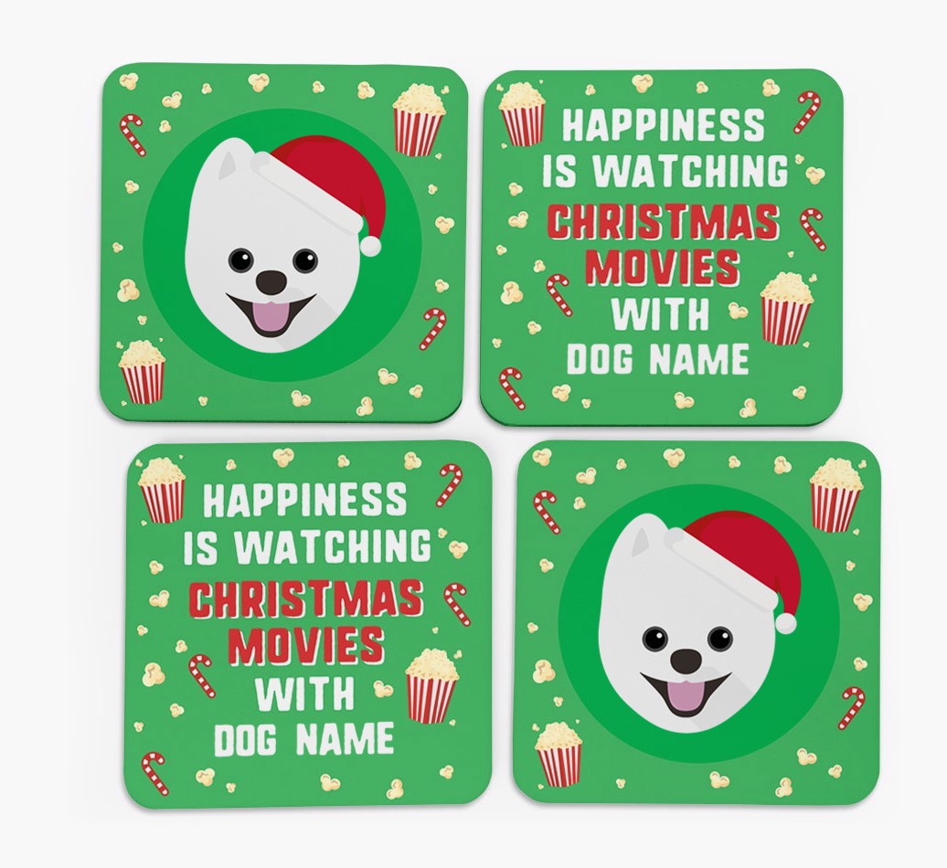 'Christmas Movies with {dogsName}' - Personalised {breedFullName} Coasters