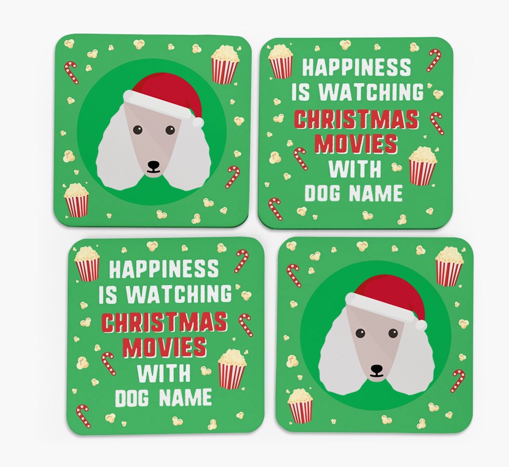 'Christmas Movies with {dogsName}' - Personalised {breedFullName} Coasters
