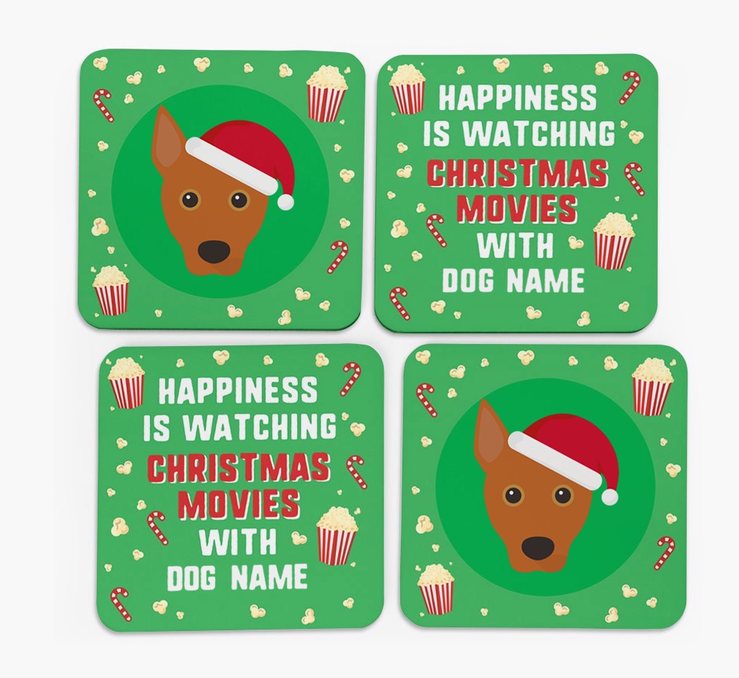 'Christmas Movies with {dogsName}' - Personalised {breedFullName} Coasters