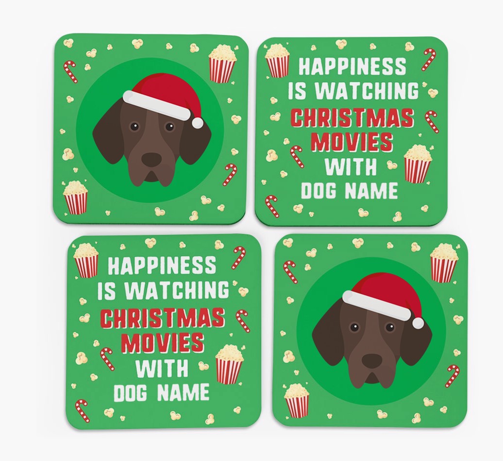 'Christmas Movies with {dogsName}' - Personalised {breedFullName} Coasters