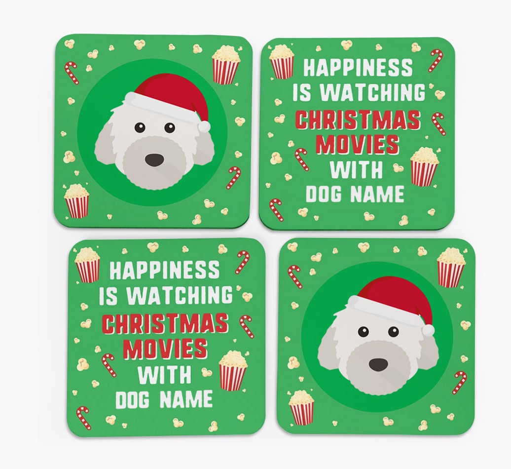 'Christmas Movies with {dogsName}' - Personalised {breedFullName} Coasters