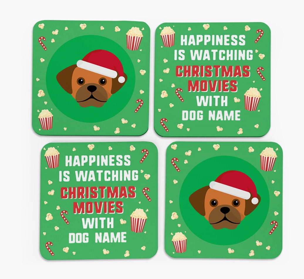 'Christmas Movies with {dogsName}' - Personalised {breedFullName} Coasters