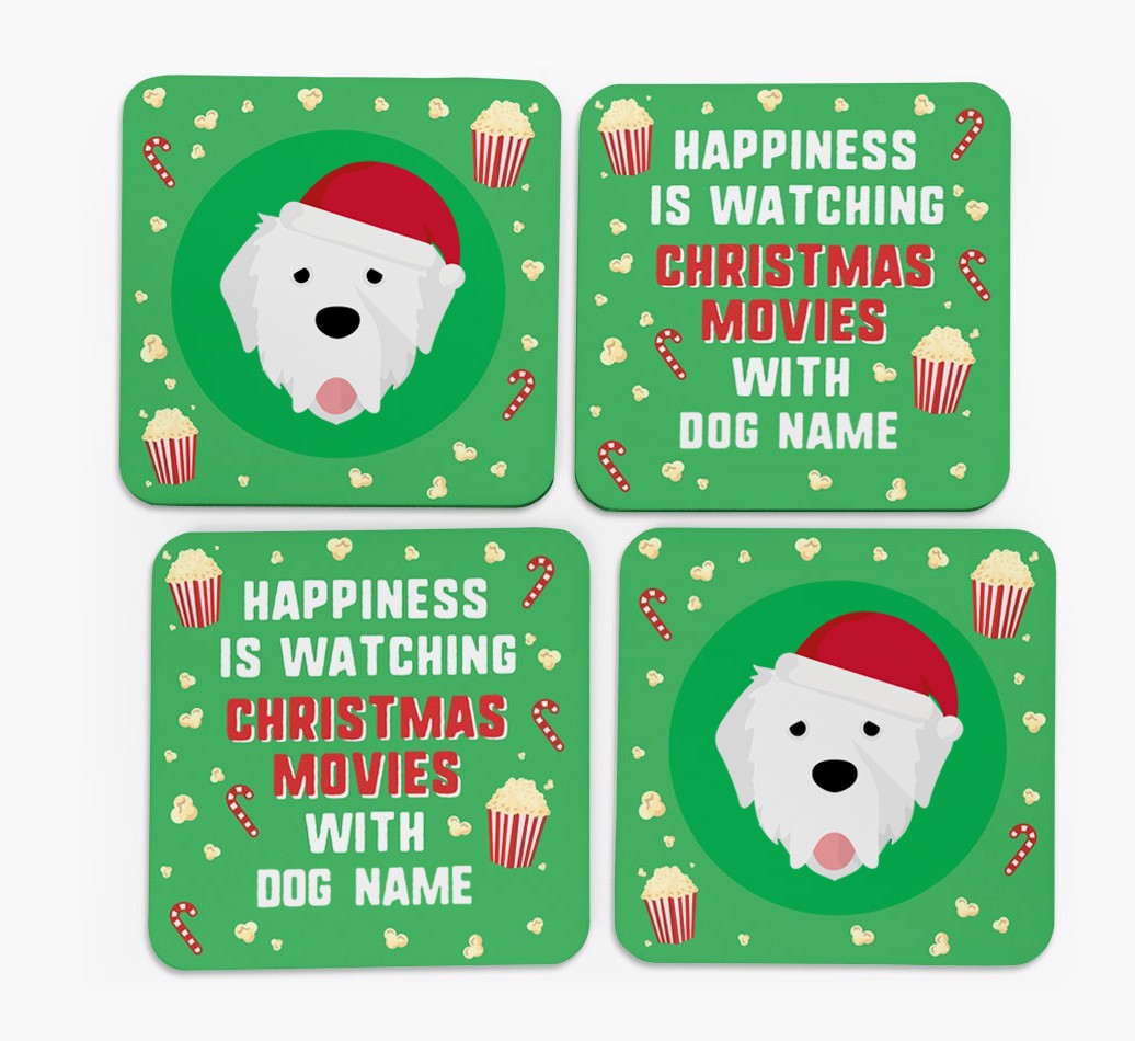 'Christmas Movies with {dogsName}' - Personalised {breedFullName} Coasters