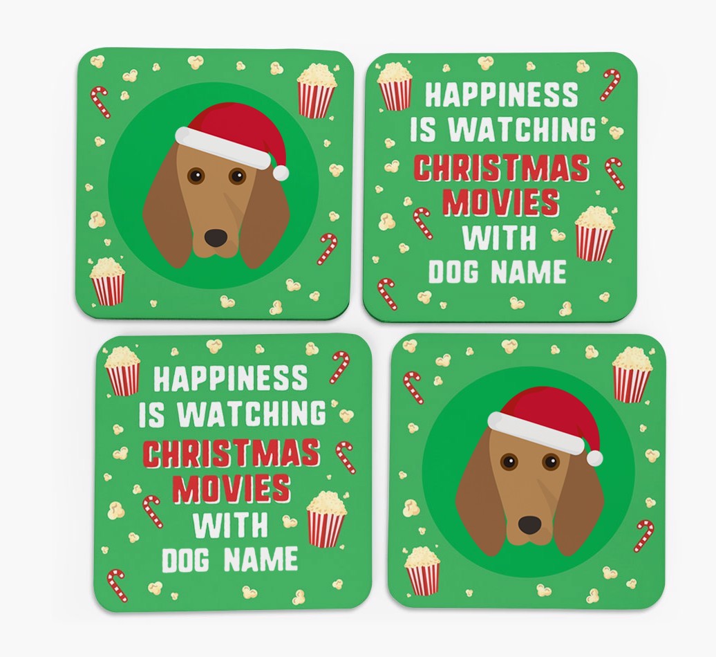 'Christmas Movies with {dogsName}' - Personalised {breedFullName} Coasters