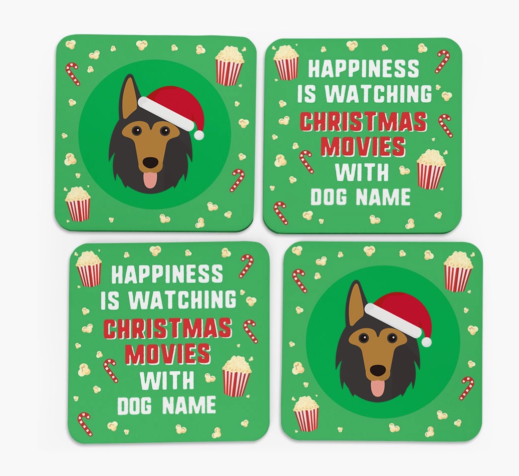 'Christmas Movies with {dogsName}' - Personalised {breedFullName} Coasters