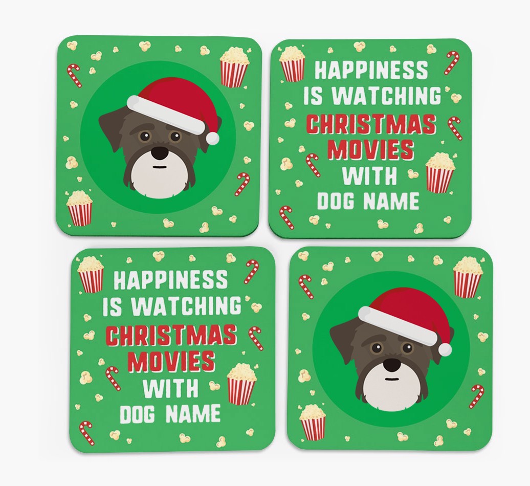 'Christmas Movies with {dogsName}' - Personalised {breedFullName} Coasters