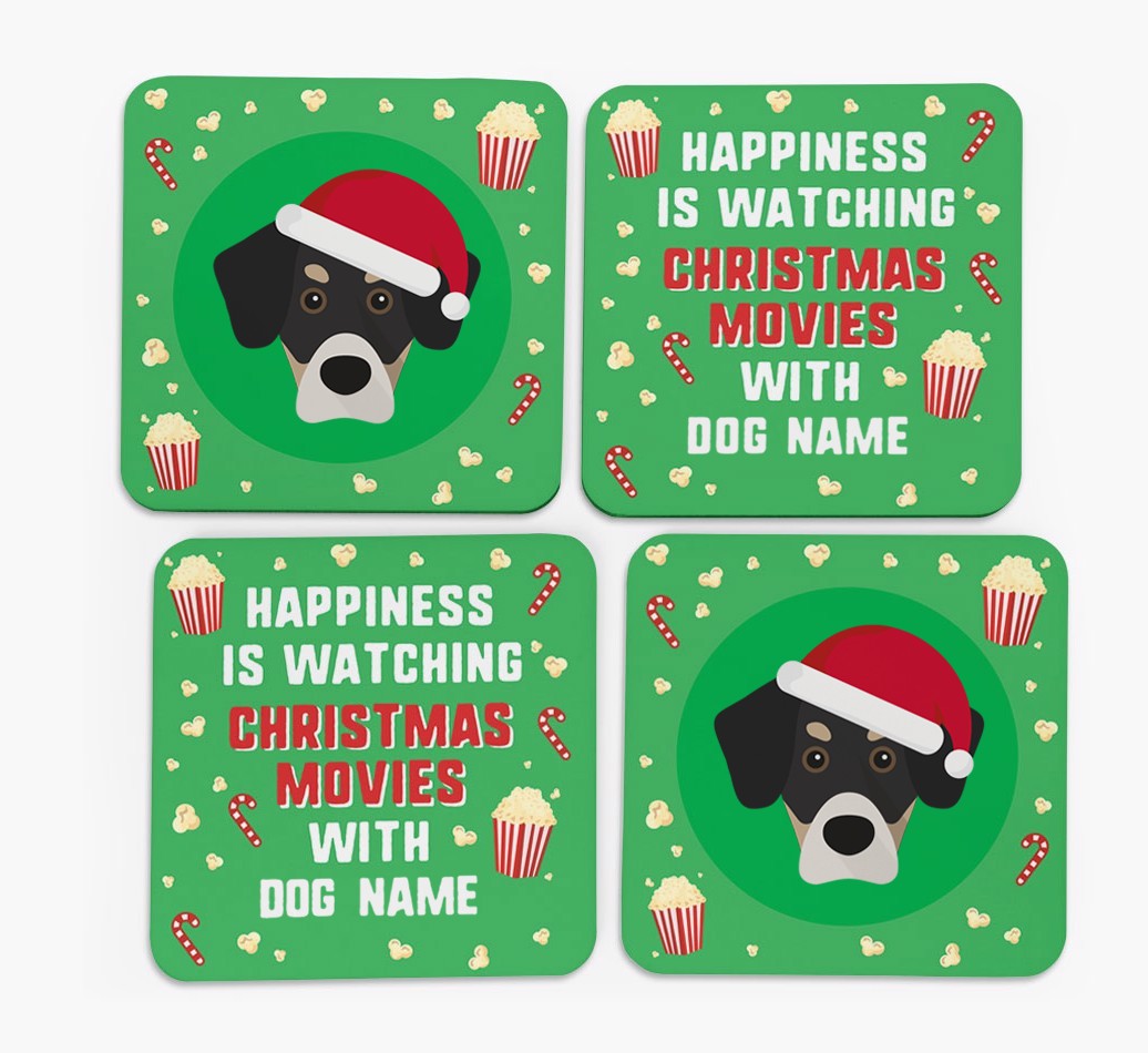 'Christmas Movies with {dogsName}' - Personalised {breedFullName} Coasters