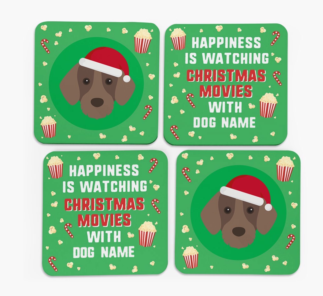 'Christmas Movies with {dogsName}' - Personalised {breedFullName} Coasters