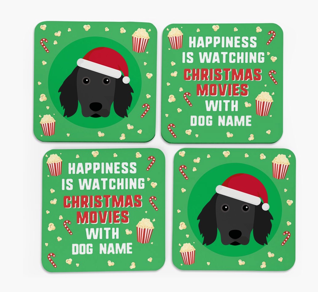 'Christmas Movies with {dogsName}' - Personalised {breedFullName} Coasters