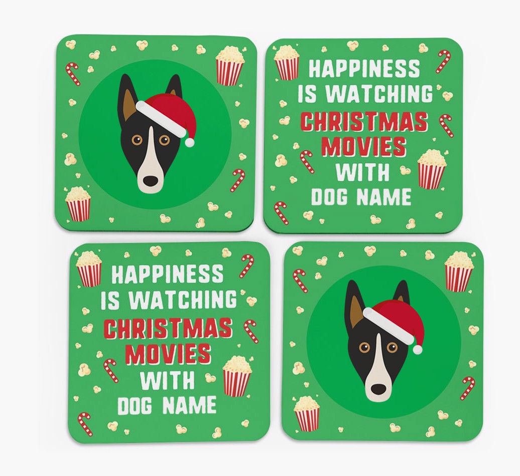 'Christmas Movies with {dogsName}' - Personalised {breedFullName} Coasters