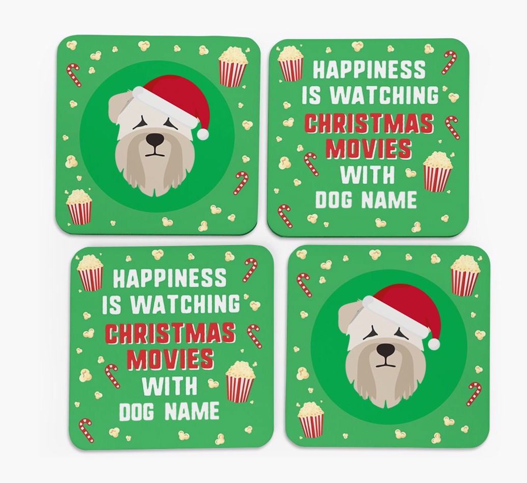 'Christmas Movies with {dogsName}' - Personalised {breedFullName} Coasters