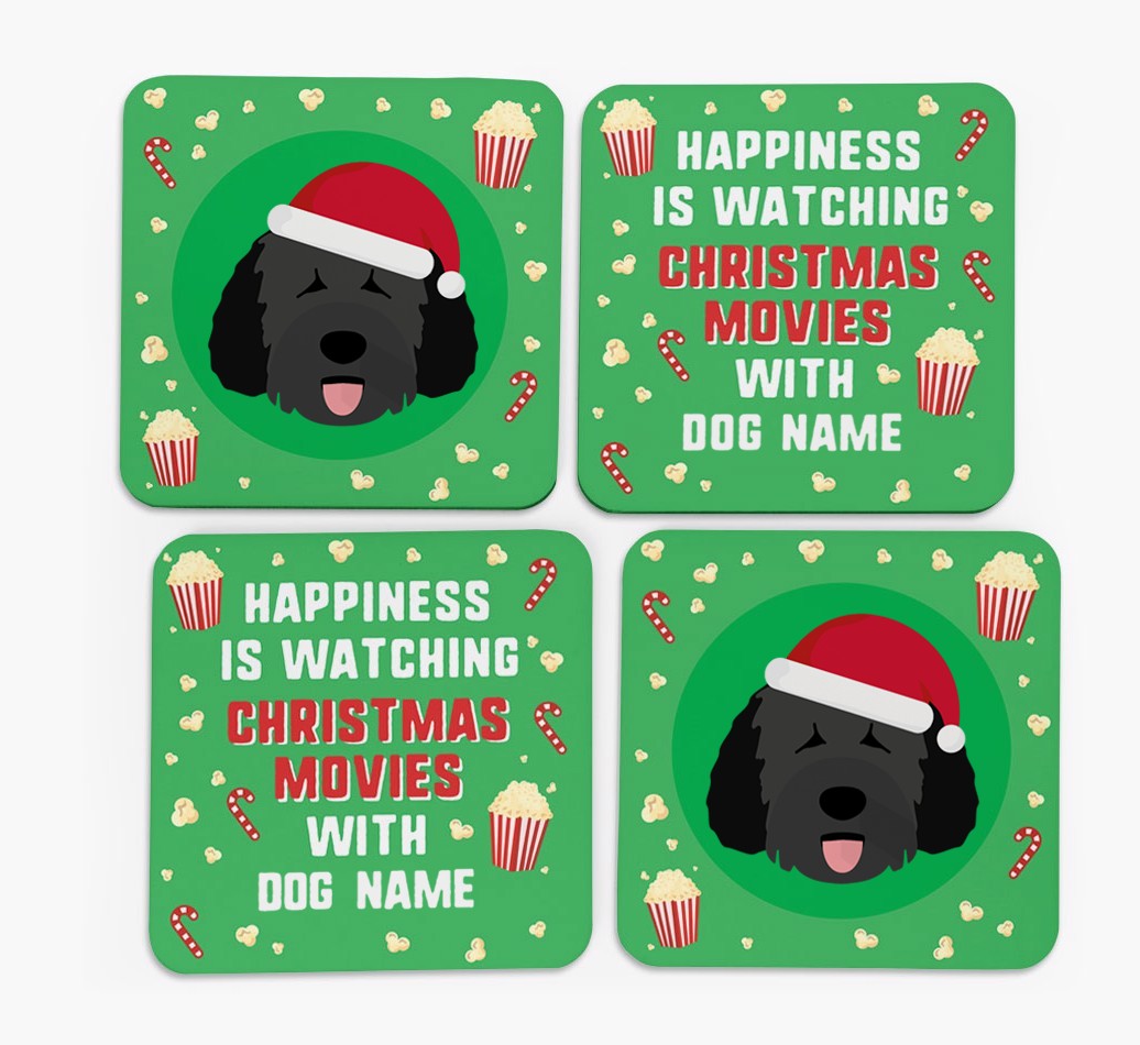 'Christmas Movies with {dogsName}' - Personalised {breedFullName} Coasters