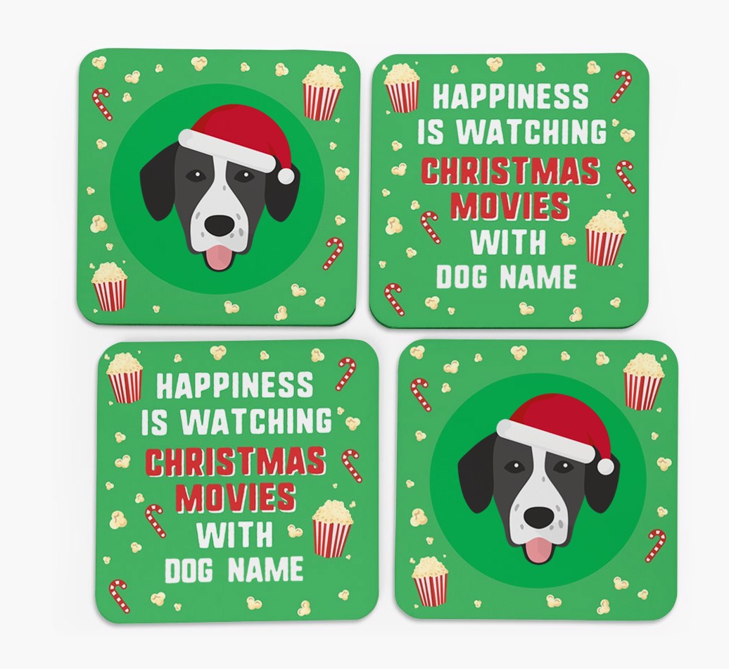 'Christmas Movies with {dogsName}' - Personalised {breedFullName} Coasters
