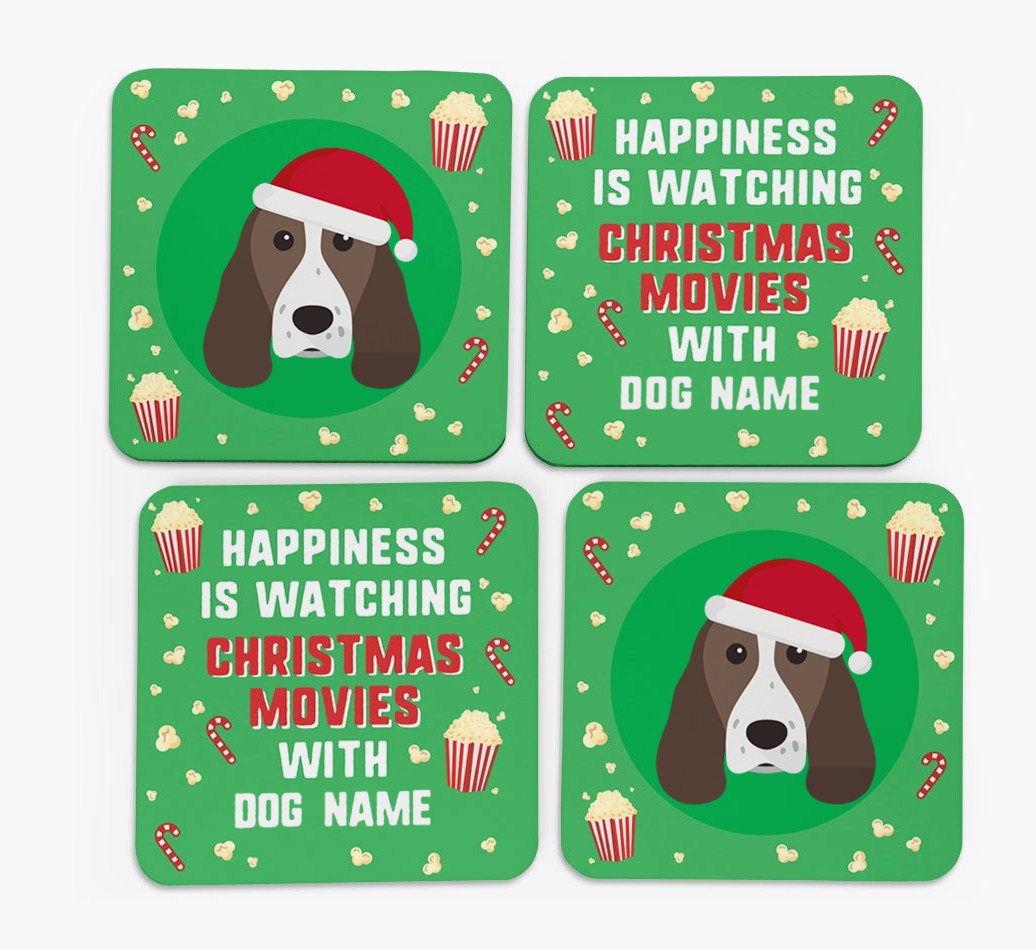 'Christmas Movies with {dogsName}' - Personalised {breedFullName} Coasters