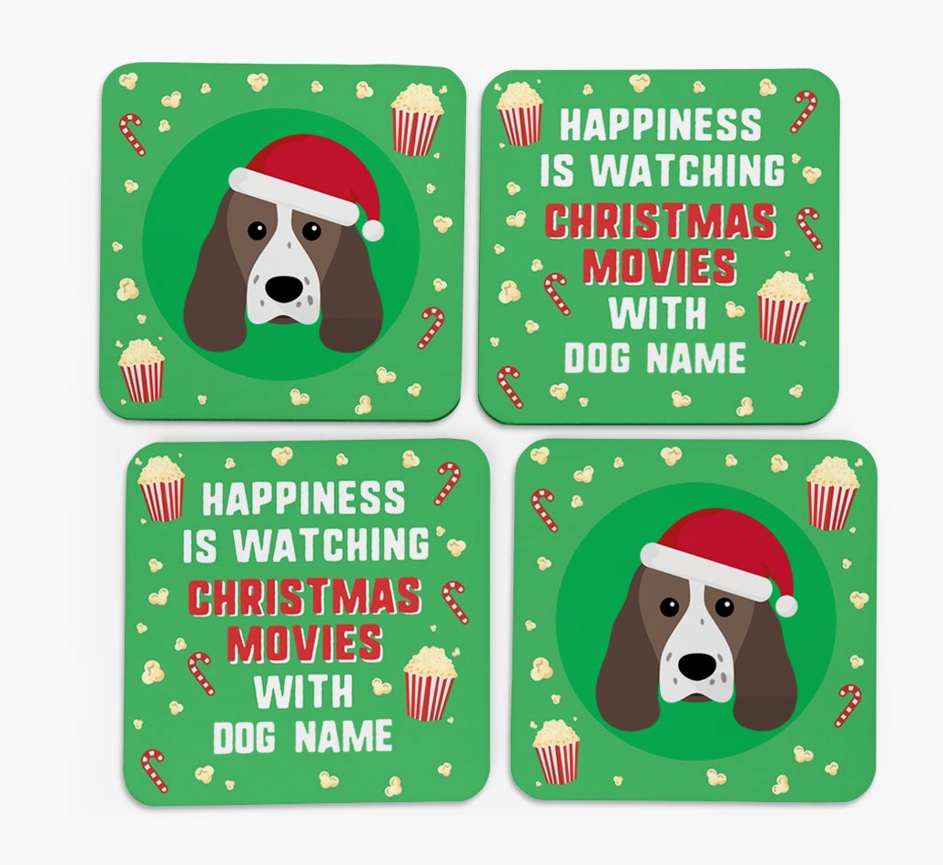'Christmas Movies with {dogsName}' - Personalised {breedFullName} Coasters