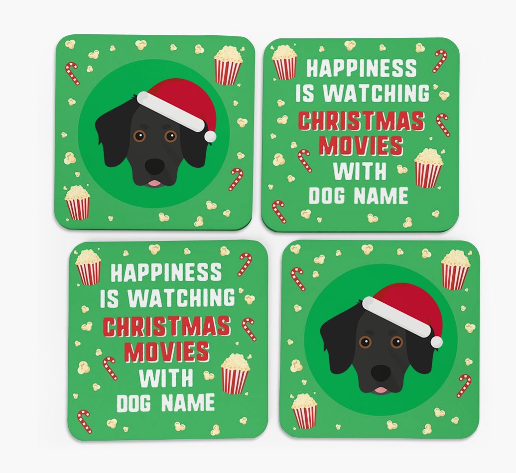 'Christmas Movies with {dogsName}' - Personalised {breedFullName} Coasters