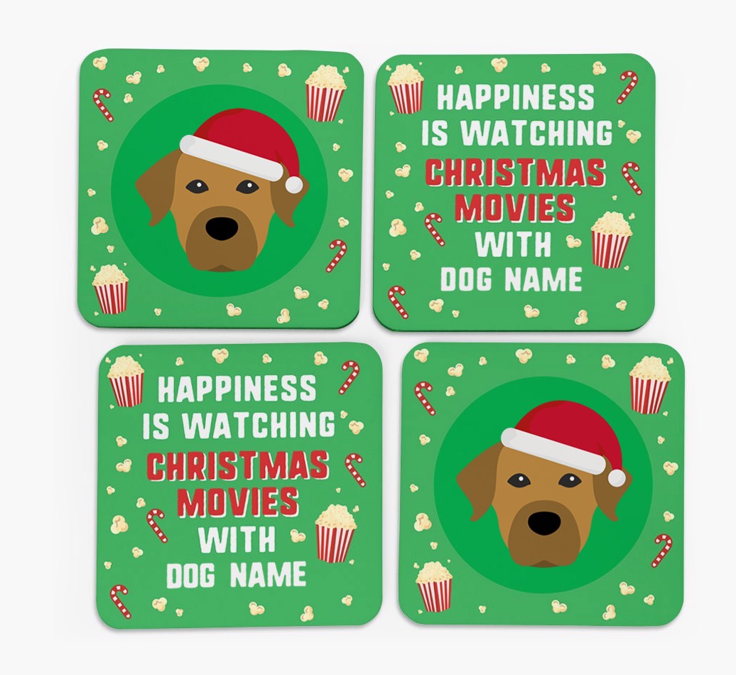 'Christmas Movies with {dogsName}' - Personalised {breedFullName} Coasters