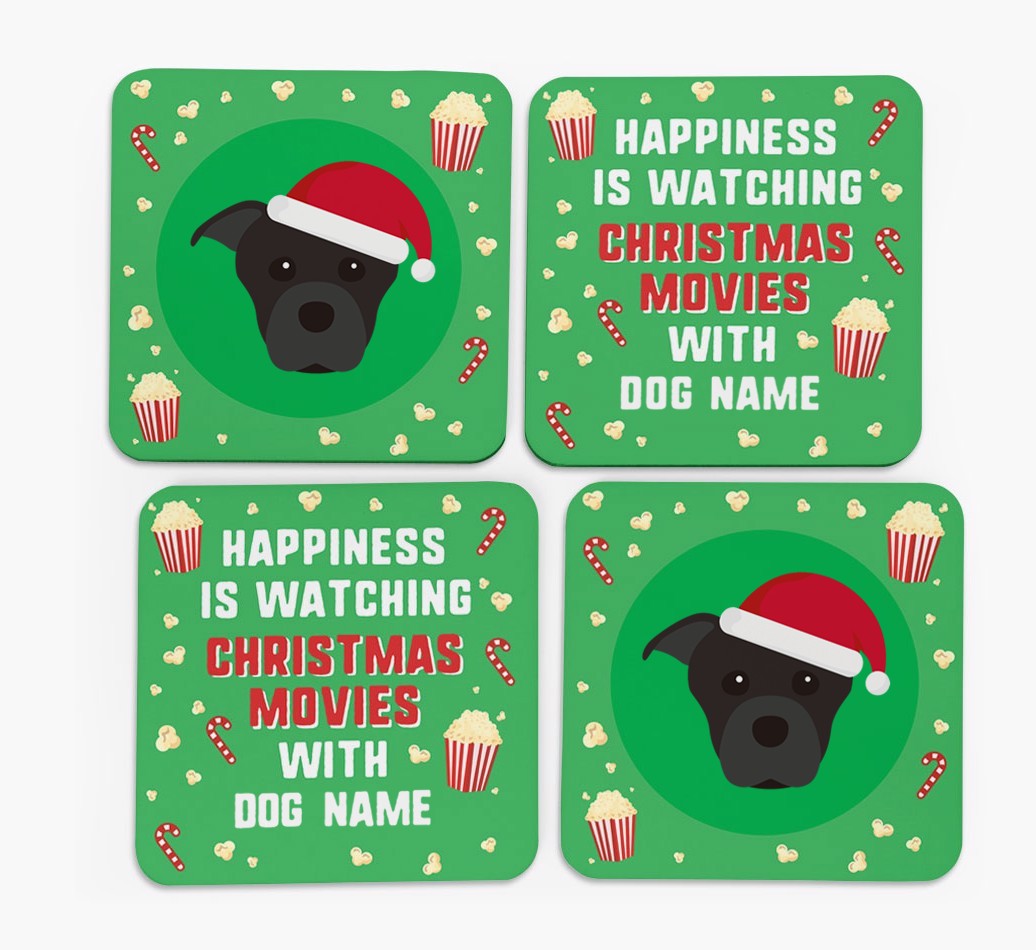 'Christmas Movies with {dogsName}' - Personalised {breedFullName} Coasters