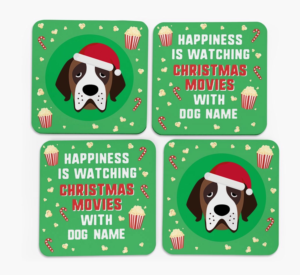 'Christmas Movies with {dogsName}' - Personalised {breedFullName} Coasters