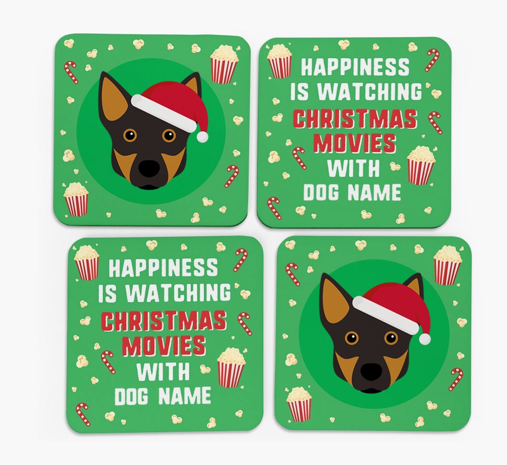 'Christmas Movies with {dogsName}' - Personalised {breedFullName} Coasters