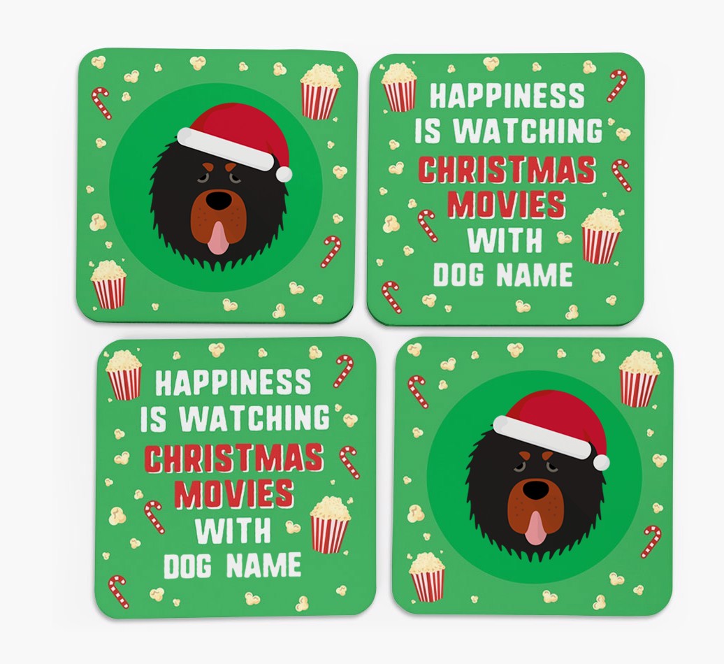 'Christmas Movies with {dogsName}' - Personalised {breedFullName} Coasters
