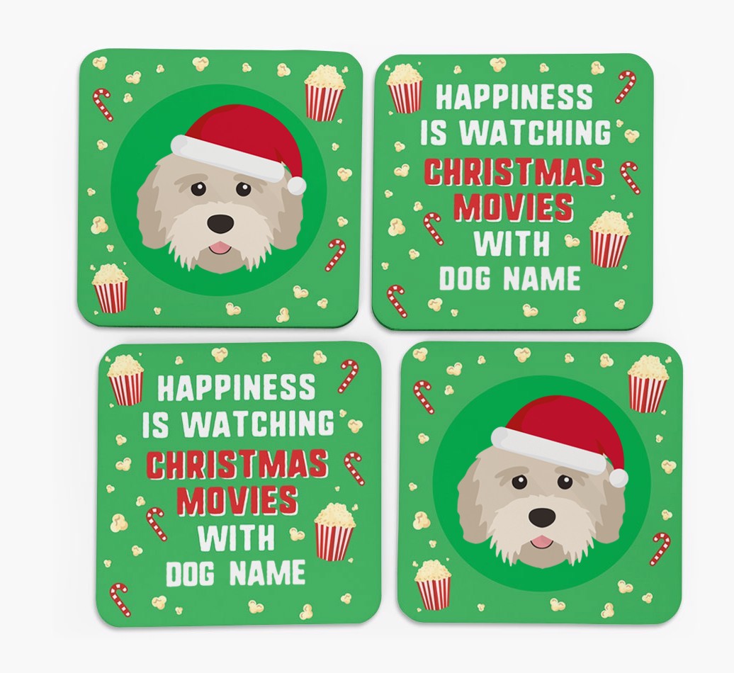 'Christmas Movies with {dogsName}' - Personalised {breedFullName} Coasters