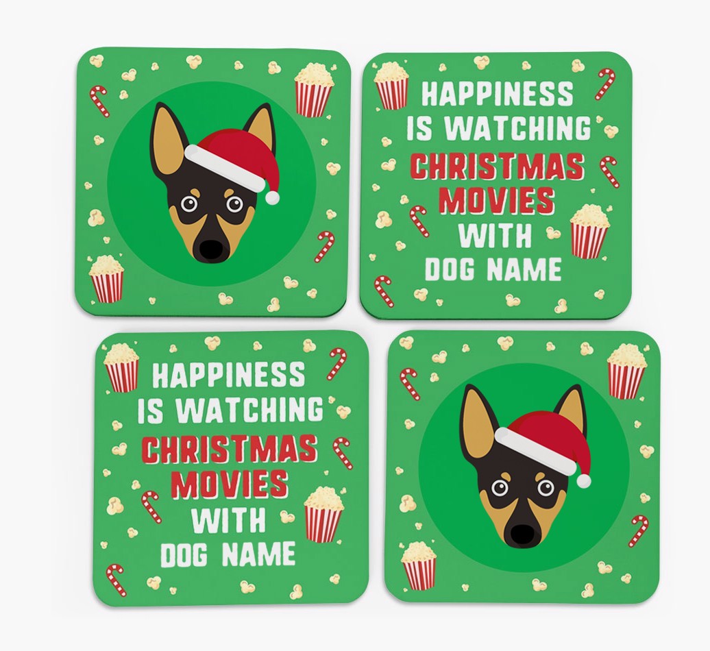 'Christmas Movies with {dogsName}' - Personalised {breedFullName} Coasters