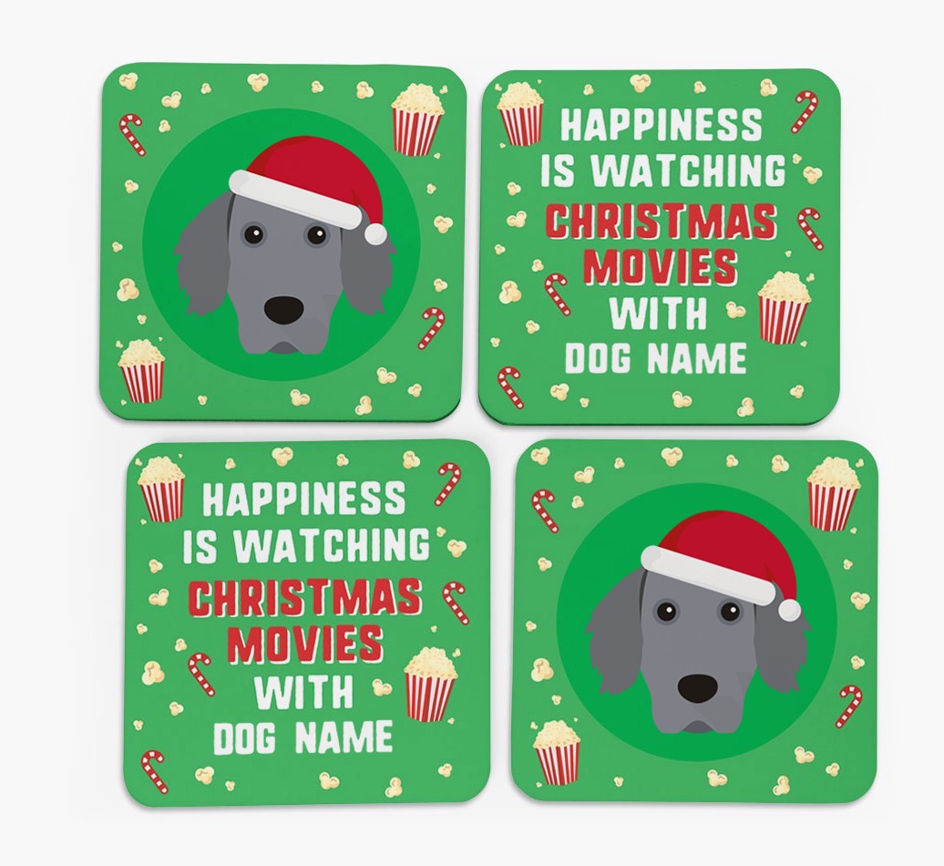 'Christmas Movies with {dogsName}' - Personalised {breedFullName} Coasters