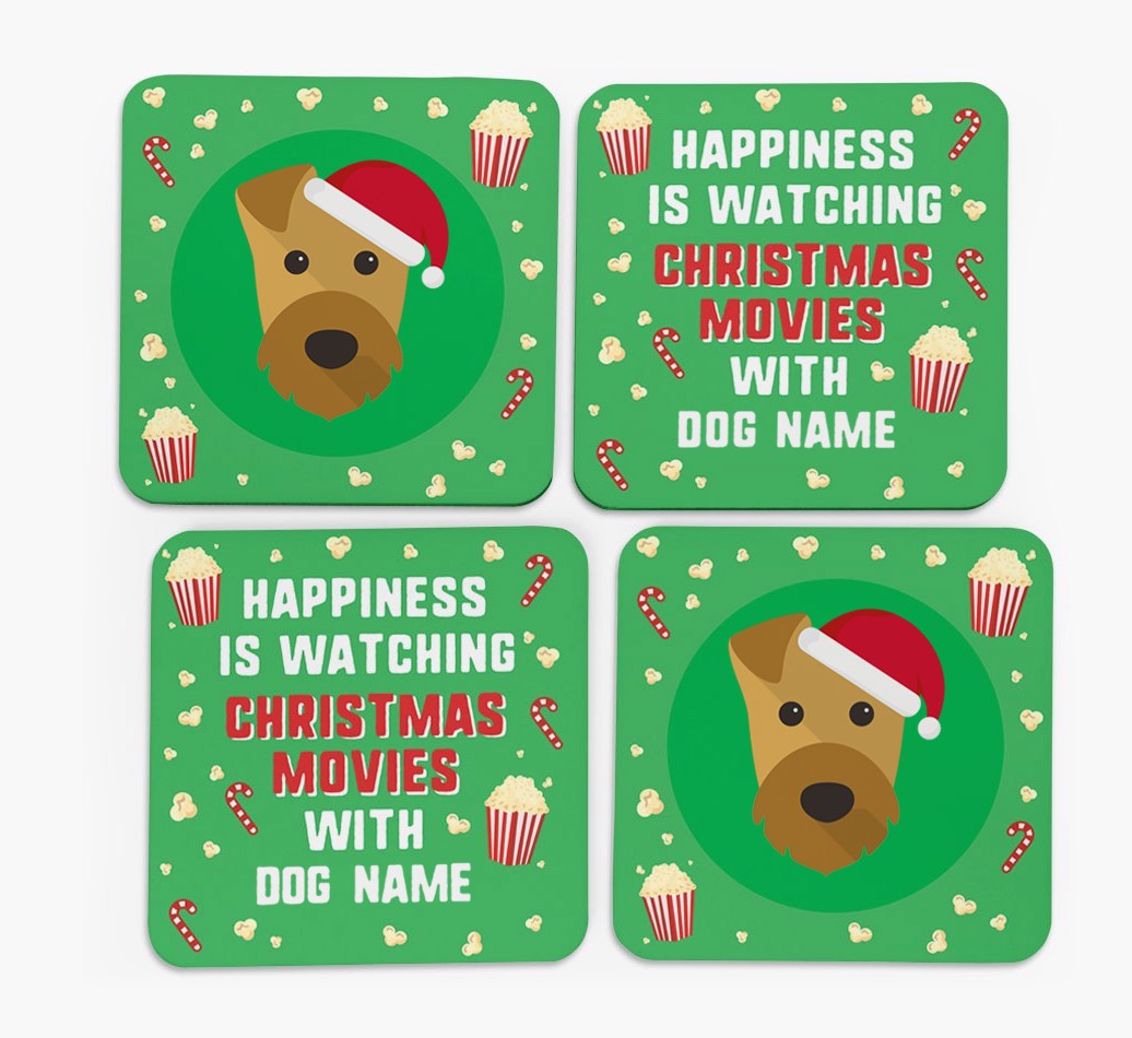 'Christmas Movies with {dogsName}' - Personalised {breedFullName} Coasters