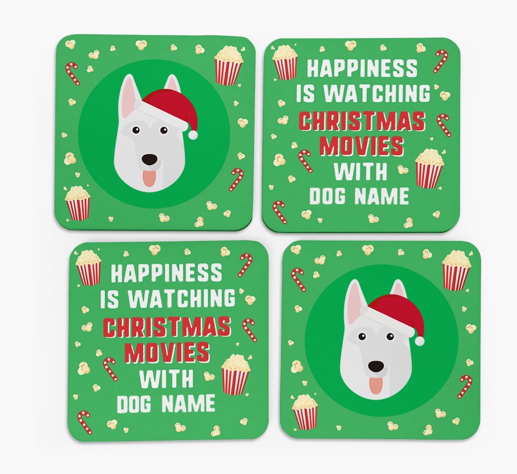 'Christmas Movies with {dogsName}' - Personalised {breedFullName} Coasters