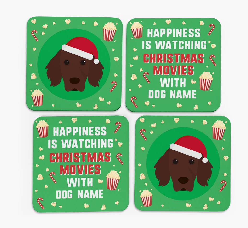 'Christmas Movies with {dogsName}' - Personalised {breedFullName} Coasters