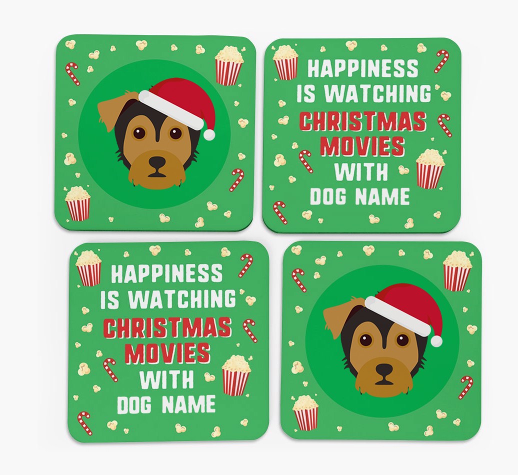 'Christmas Movies with {dogsName}' - Personalised {breedFullName} Coasters
