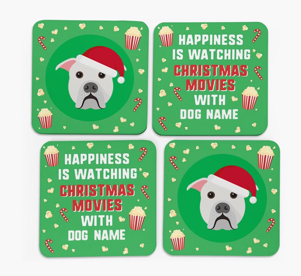 'Christmas Movies with {dogsName}' - Personalised {breedFullName} Coasters