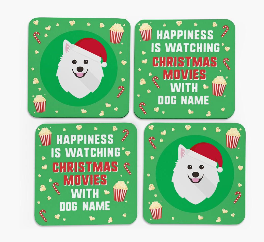'Christmas Movies with {dogsName}' - Personalised {breedFullName} Coasters