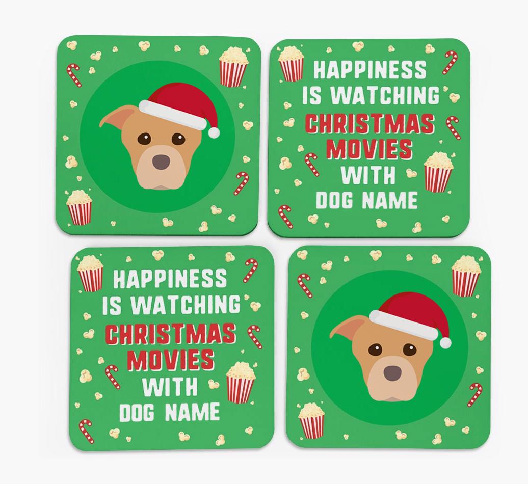 'Christmas Movies with {dogsName}' - Personalised {breedFullName} Coasters