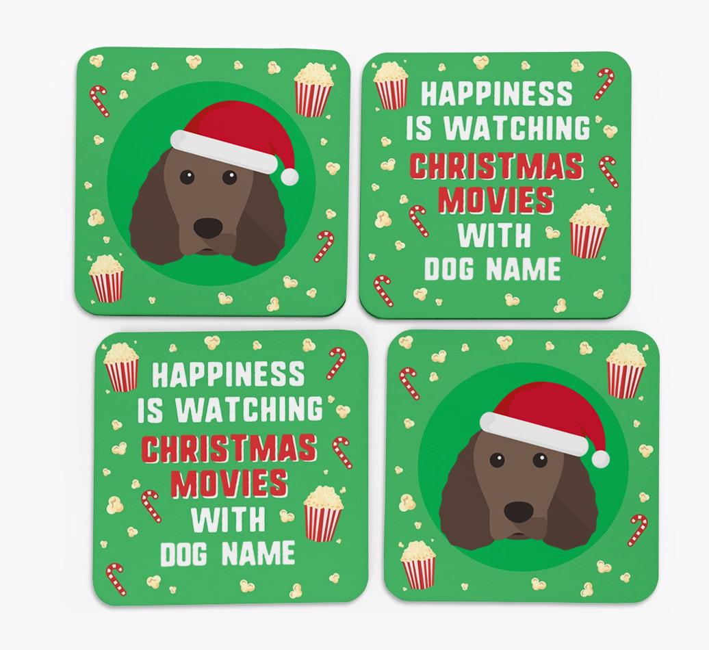 'Christmas Movies with {dogsName}' - Personalised {breedFullName} Coasters