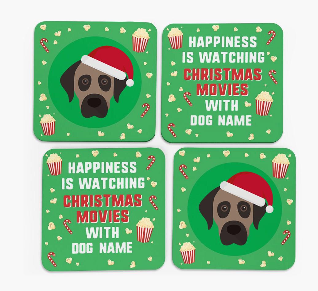'Christmas Movies with {dogsName}' - Personalised {breedFullName} Coasters