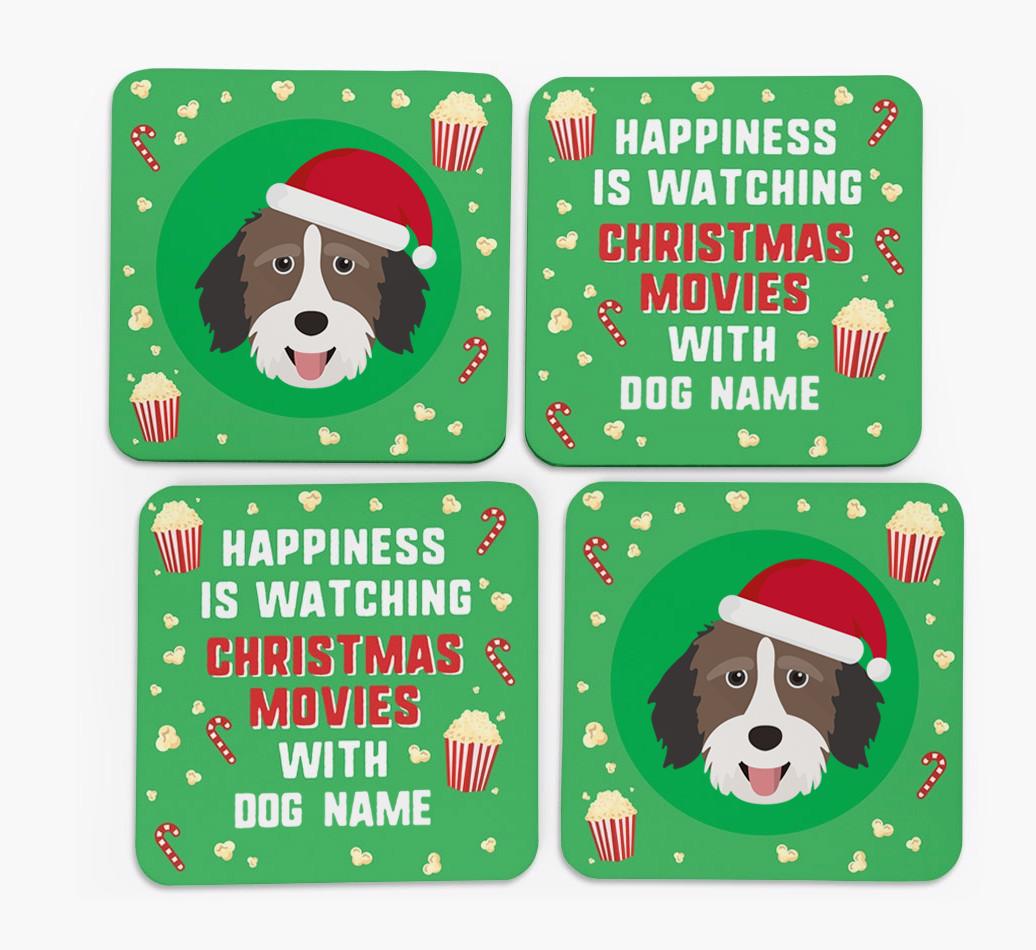 'Christmas Movies with {dogsName}' - Personalised {breedFullName} Coasters