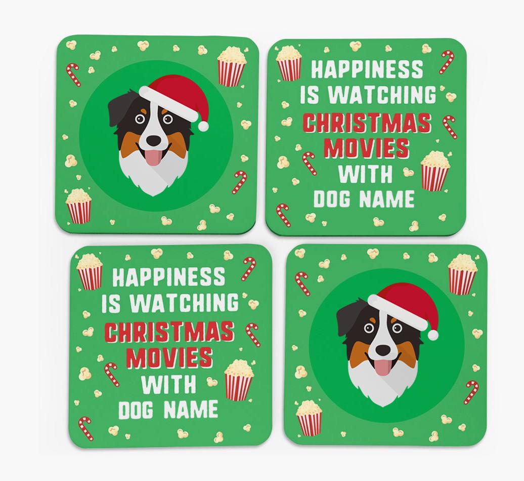 'Christmas Movies with {dogsName}' - Personalised {breedFullName} Coasters