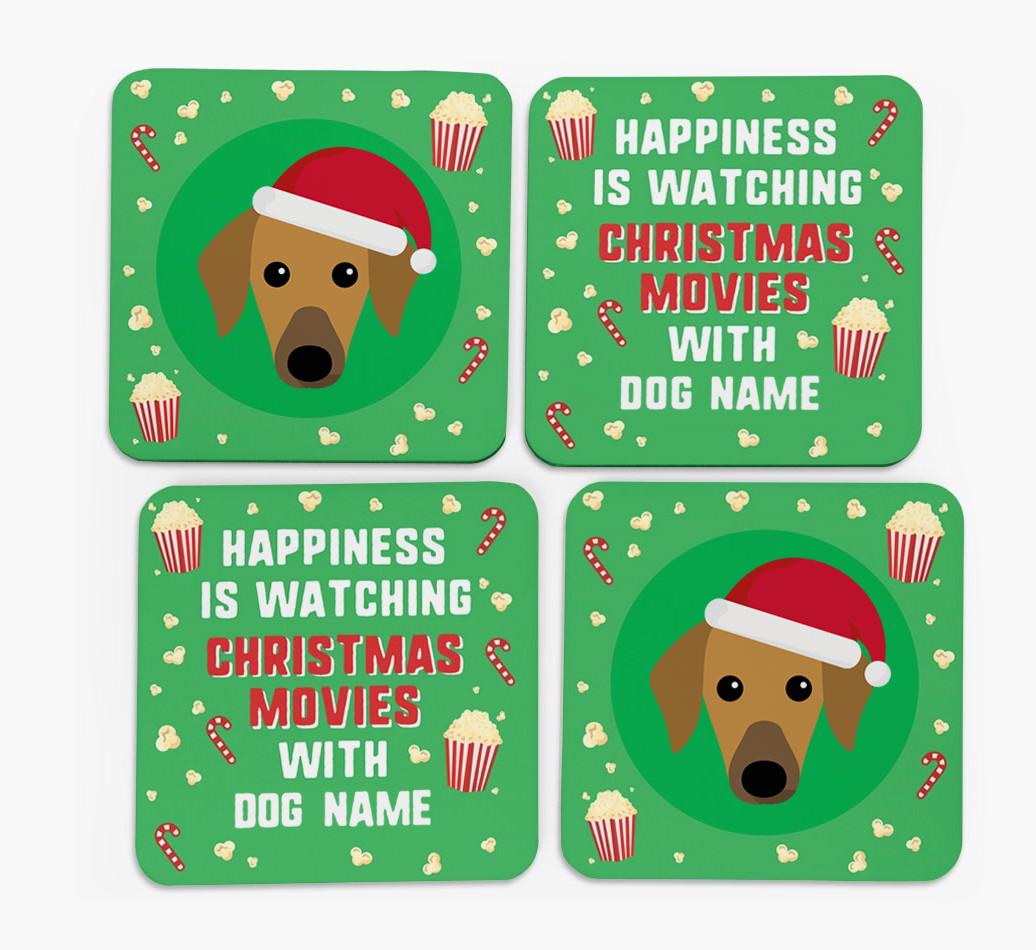'Christmas Movies with {dogsName}' - Personalised {breedFullName} Coasters