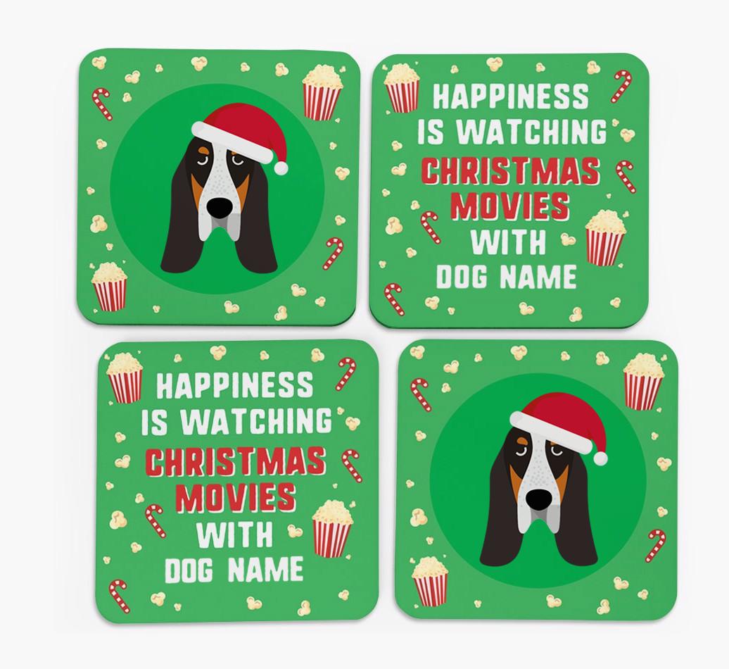'Christmas Movies with {dogsName}' - Personalised {breedFullName} Coasters