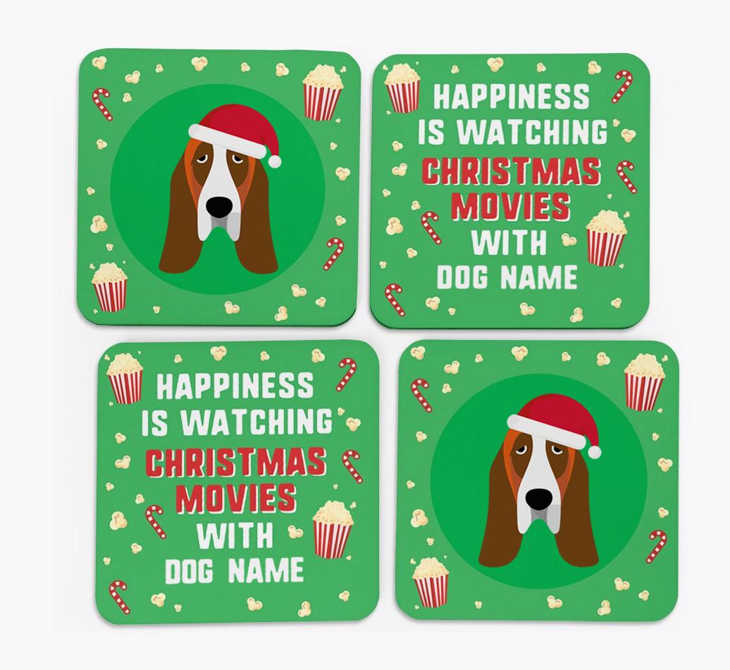 'Christmas Movies with {dogsName}' - Personalised {breedFullName} Coasters
