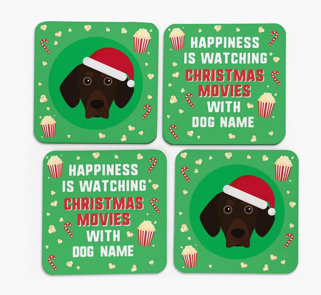 'Christmas Movies with {dogsName}' - Personalised {breedFullName} Coasters