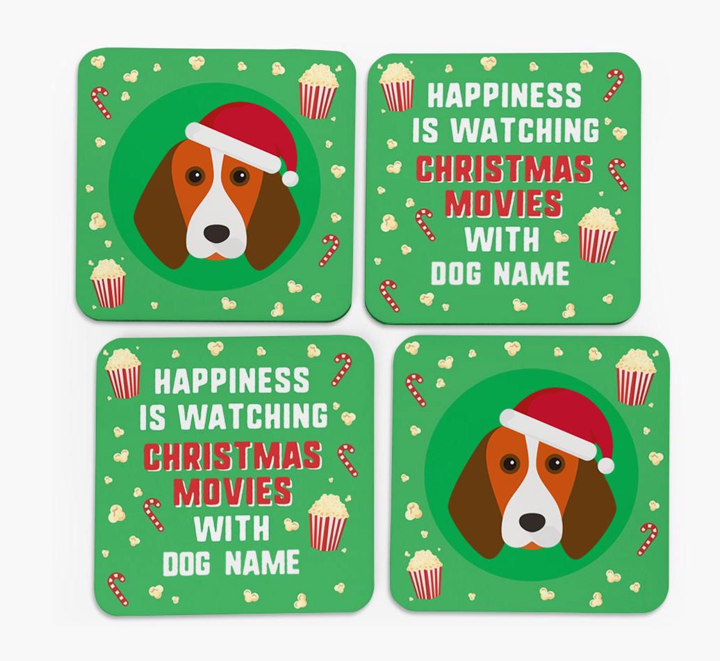 'Christmas Movies with {dogsName}' - Personalised {breedFullName} Coasters