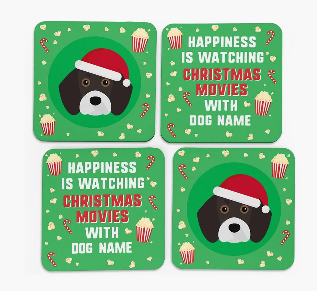'Christmas Movies with {dogsName}' - Personalised {breedFullName} Coasters