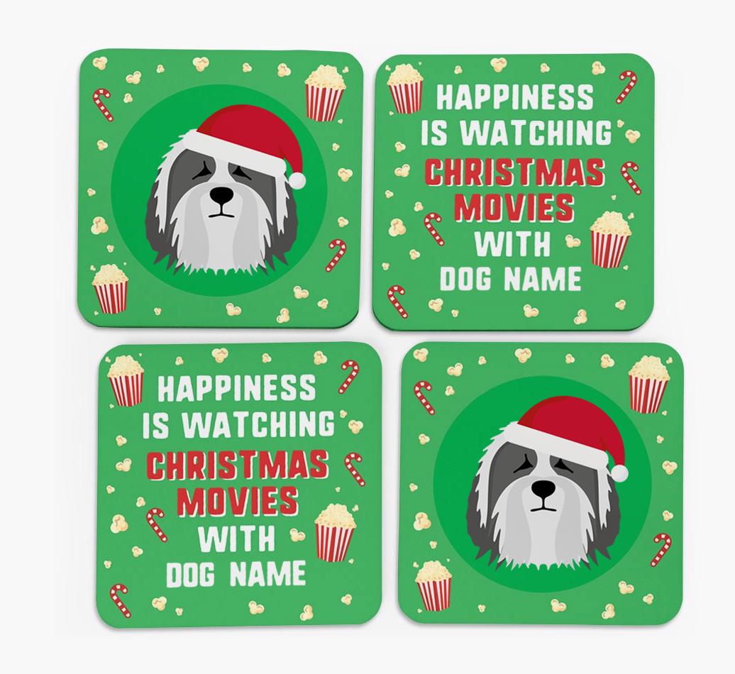 'Christmas Movies with {dogsName}' - Personalised {breedFullName} Coasters