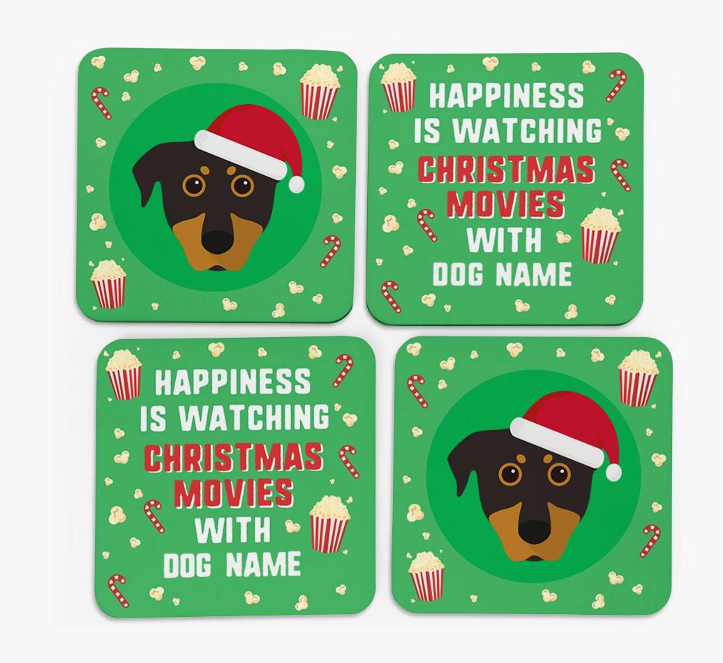 'Christmas Movies with {dogsName}' - Personalised {breedFullName} Coasters