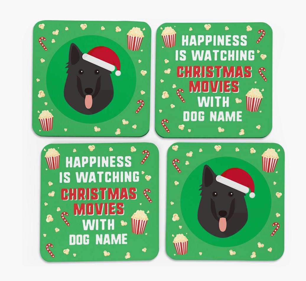'Christmas Movies with {dogsName}' - Personalised {breedFullName} Coasters