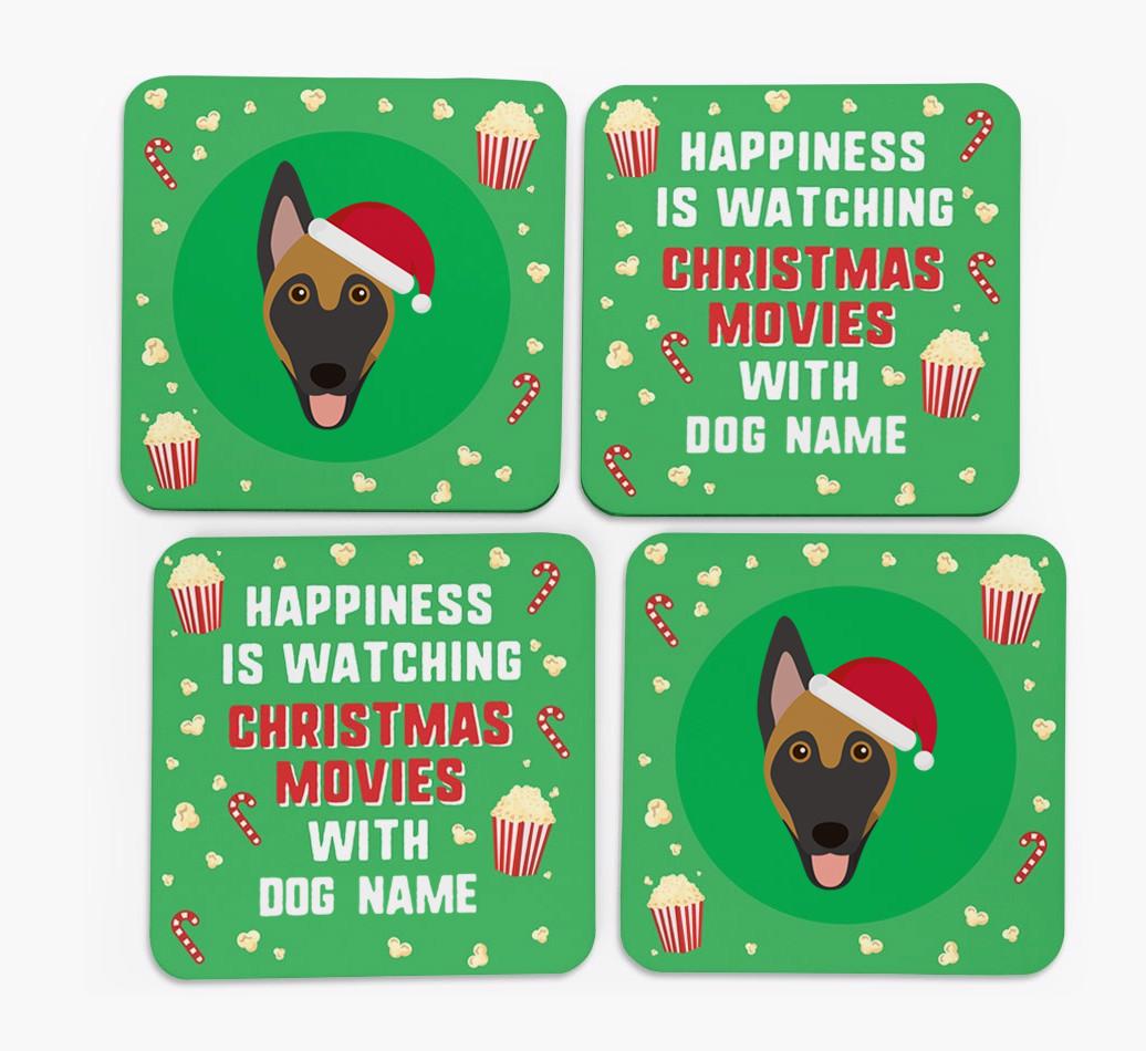 'Christmas Movies with {dogsName}' - Personalised {breedFullName} Coasters